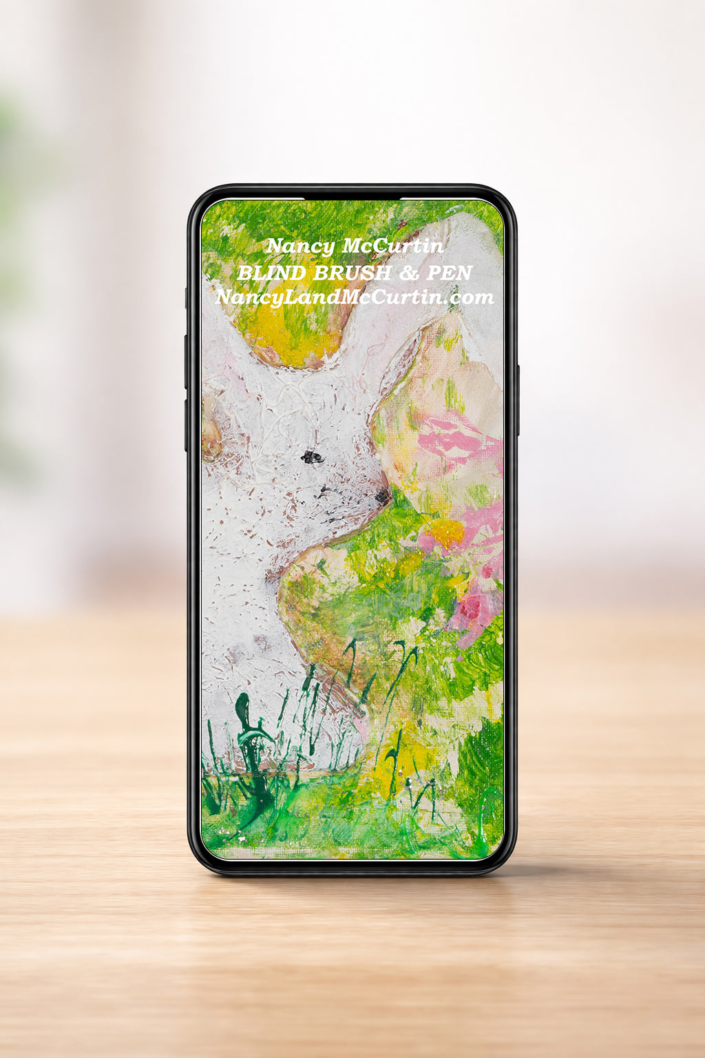 Cottontail Phone Wallpaper - Digital Art by Blind Artist Nancy McCurtin