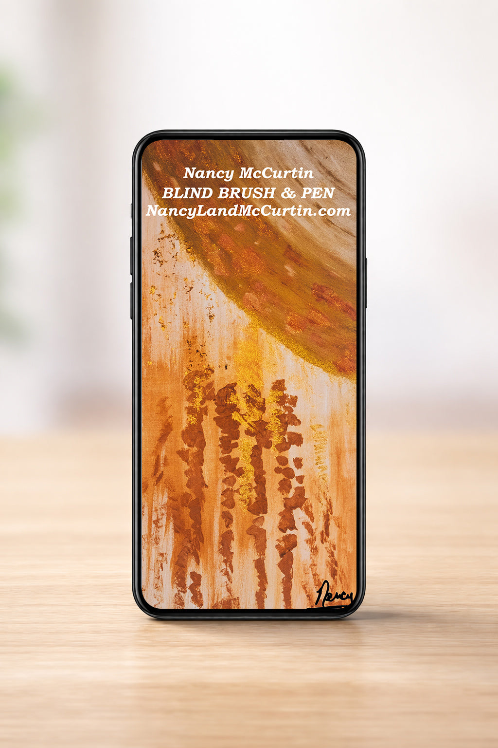 Pink & Gold Phone Wallpaper - Digital Art by Blind Artist Nancy McCurtin