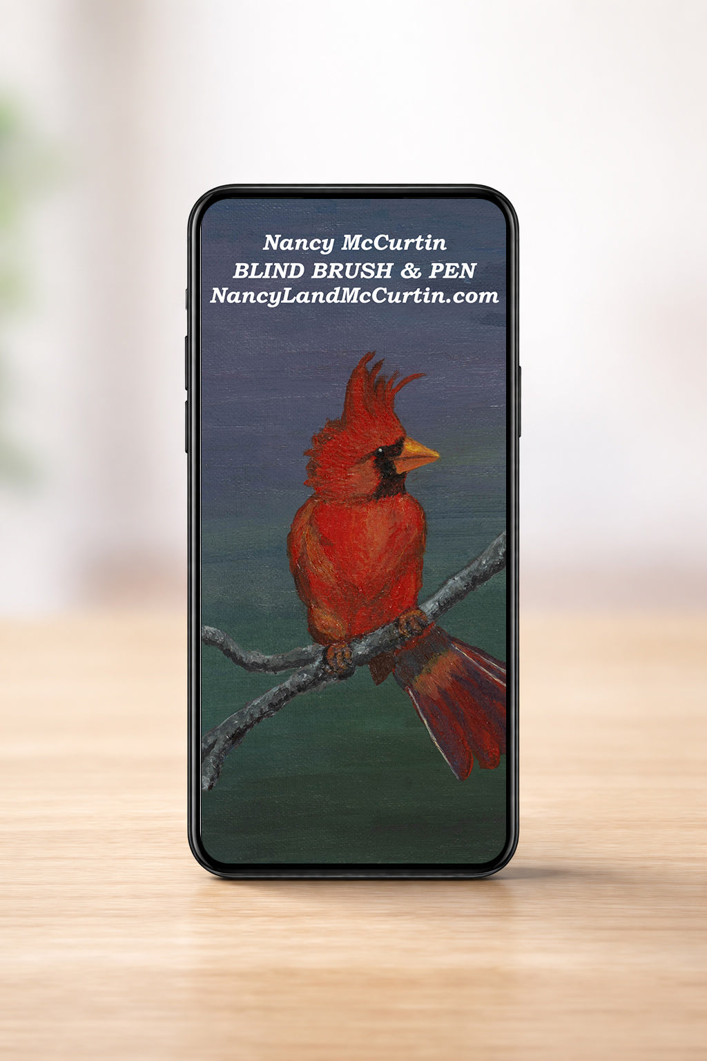 The Cardinal Phone Wallpaper - Digital Art by Blind Artist Nancy McCurtin
