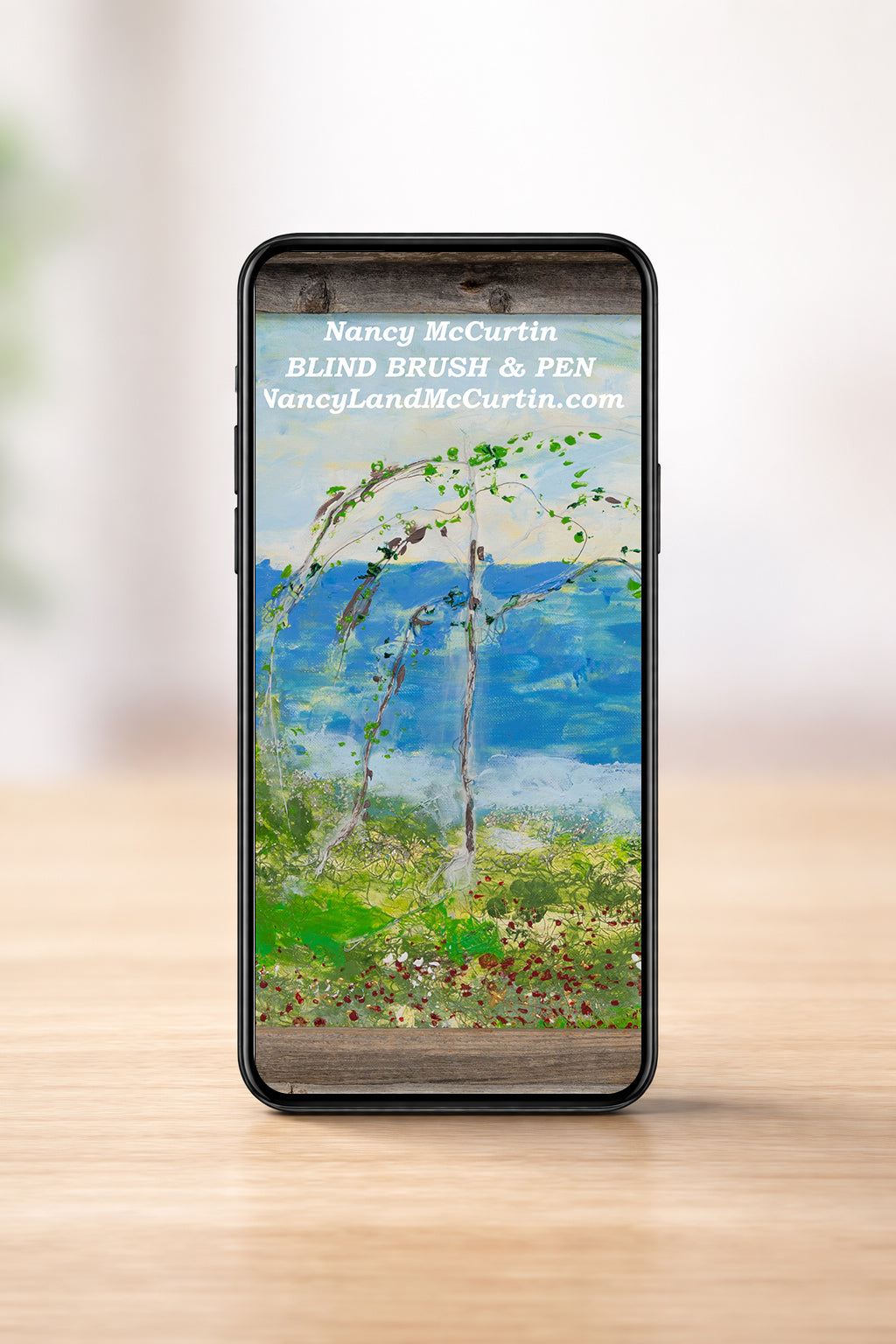 The Weeping Willow Phone Wallpaper - Digital Art by Blind Artist Nancy McCurtin